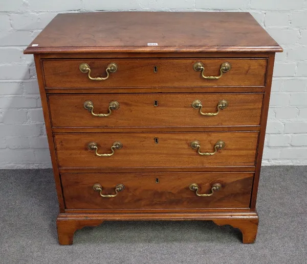 A George III mahogany chest, the four long graduated drawers on bracket feet, 82cm wide x 83cm high.