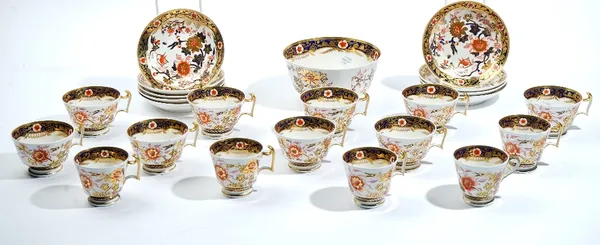 A Spode London shape part tea and coffee service, circa 1815, painted with Japan pattern `2693', comprising; a slop bowl, nine teacups, five coffee cu