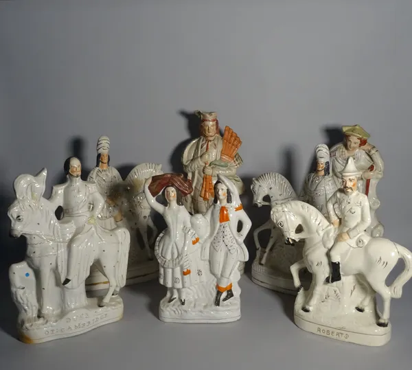 Seven Staffordshire figures, the tallest 42cm high, (7).