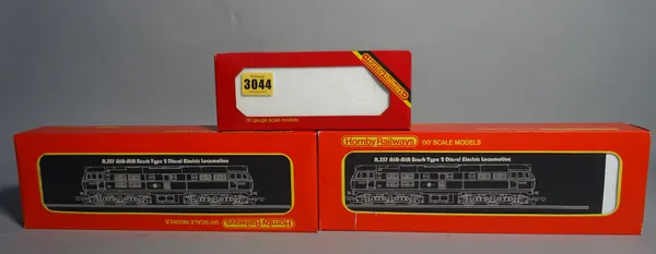 A Hornby OO gauge BR Class R.357 diesel electric locomotive, boxed, and an R.156 Class 08 diesel shunter and another R.357 electric locomotive, boxed