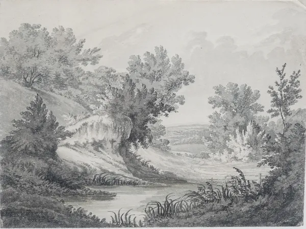 James Bourne (British, 1773-1854), Coombe Hurst; View at Alvedon in Staffordshire; Woodside near Dorking; View of Clayson Park, four monochrome waterc