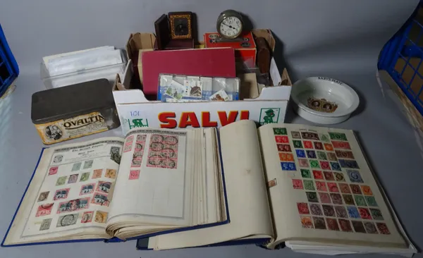 Collectables including stamp albums, camera accessories, films and sundry, (qty).