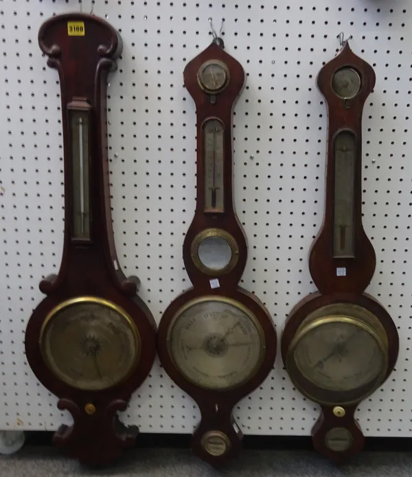 A group of three 19th century wall barometers including one by W.M Styles, the longest 96cm, (3)