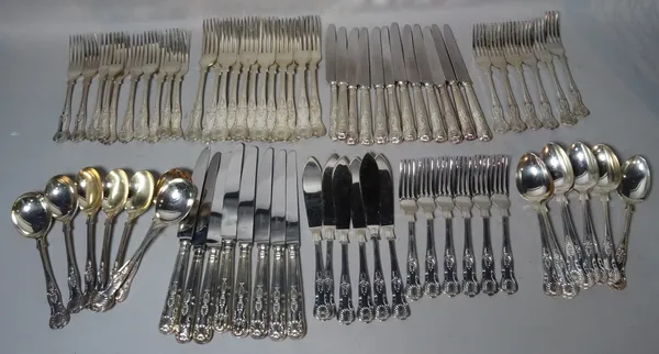 A quantity of Kings pattern silver plated flatware.