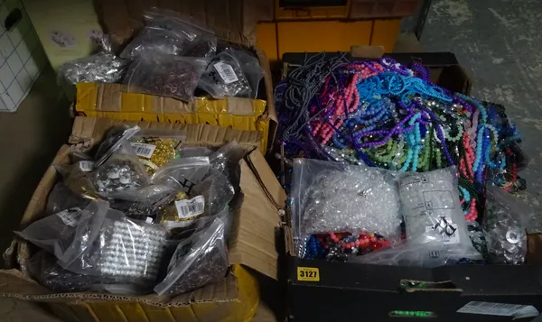 A large quantity of jewellery making equipment, beads and sundry.