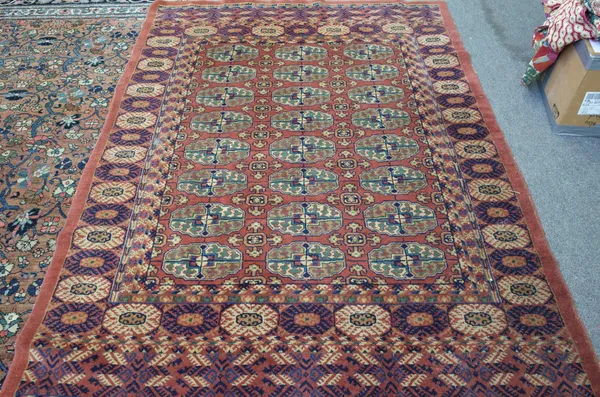 An Indian rug of 'Bokhara' design, 213cm x 156cm.