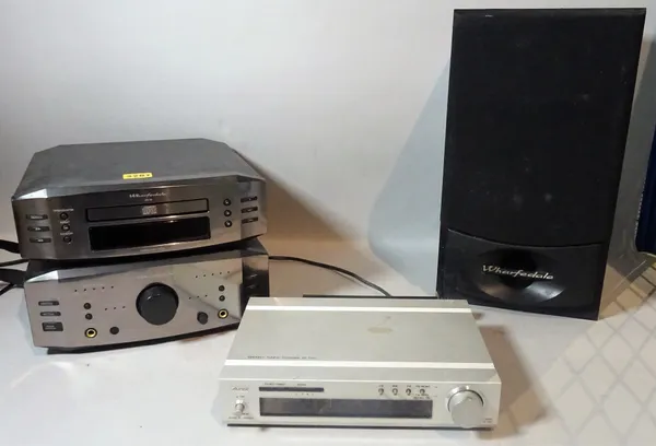 'Wharfdale SYS 44' Stereo and a 'Wharfdale Valpus 200' speaker and an 'Aurex St-Tiol' stereo tuner.