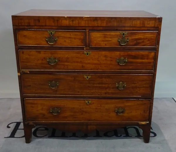 A 19th century mahogany chest of two short and three long graduated drawers, 97cm wide x 98cm high.