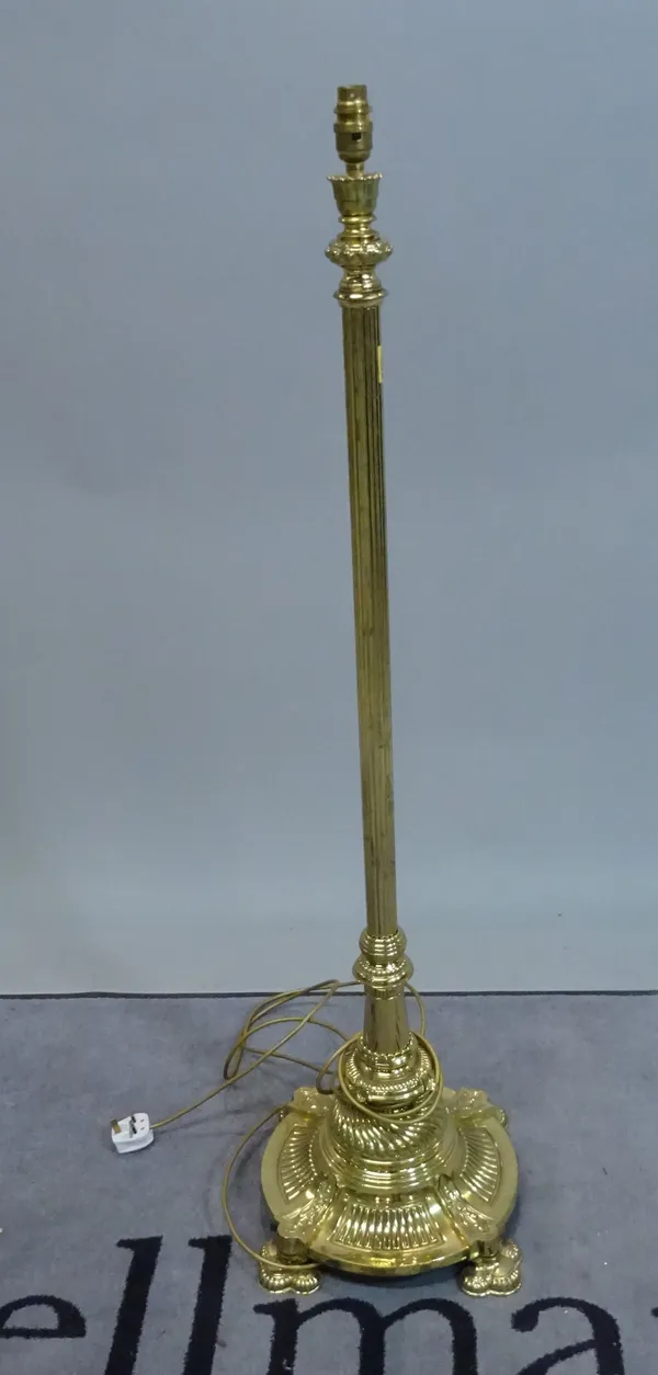 A Victorian style brass standard lamp, 122cm high.