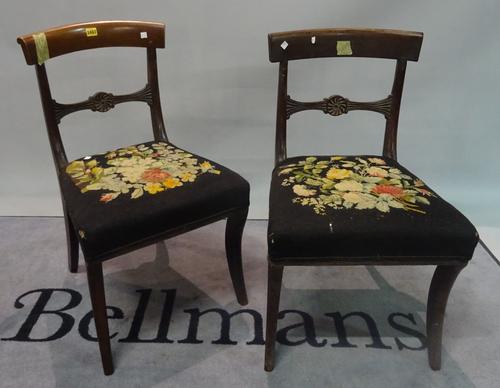 A pair of 19th century mahogany bar back dining chairs, 85cm high.