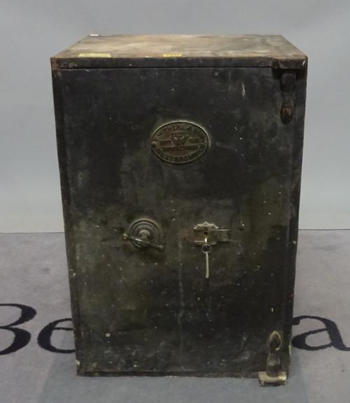 T Withers & Son, an early 20th century metal safe, 45cm wide x 67cm high.