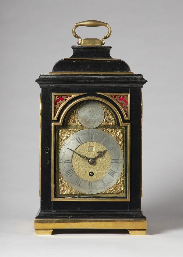 A George III small giltmetal-mounted ebonised bracket timepiece with pull-quarter repeat By John Ellicott, London, circa 1760The inverted bell-top cas