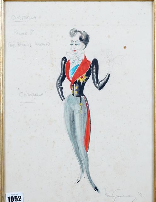 Henry Craveney (20th Century), A set of four costume designs for; Prince, Cinderella, 1952; Katherina, The Taming of the Shrew 1950; Baptista, The Tam