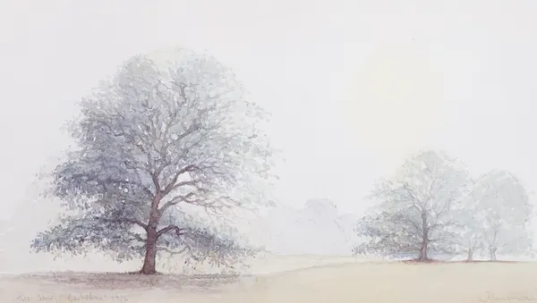 John Miller (British, 20th Century), Trees in a landscape, Berkshire, signed 'John Miller' (lower right) and indistinctly inscribed and dated 'Berkshi