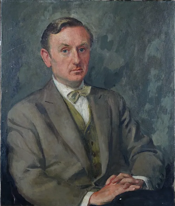 English School, 20th Century, Portrait of a gentleman, thought to be the curator of Sheffield Art Gallery, inscribed on stretcher, oil on canvas, 76 x