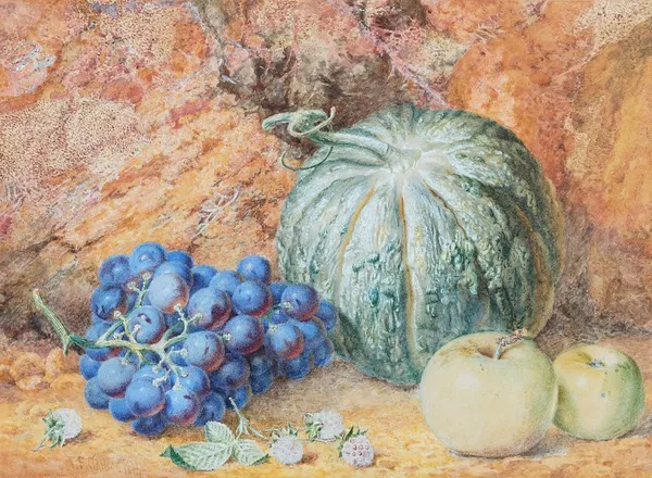 Thomas Fredrick Collier (British, 1823-1885), Still life of grapes, squash, apples and raspberries, signed and dated 'T F Collier 1874' (lower left),