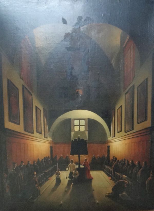 After François Marius Granet, La Choeur de la Chapelle des Capucins a Rome, oil on paper laid on board, 128 x 97cm.