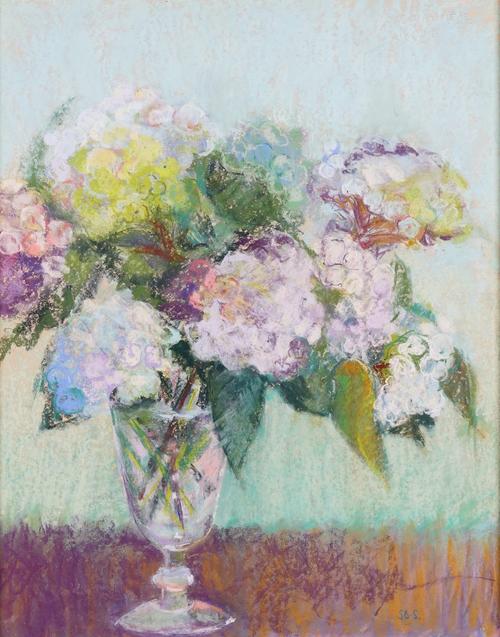 Sue Beckwith-Smith (British, 20th Century), Still life of flowers in a vase, initialled (lower right), pastel, 69 x 54cm, together with another pastel