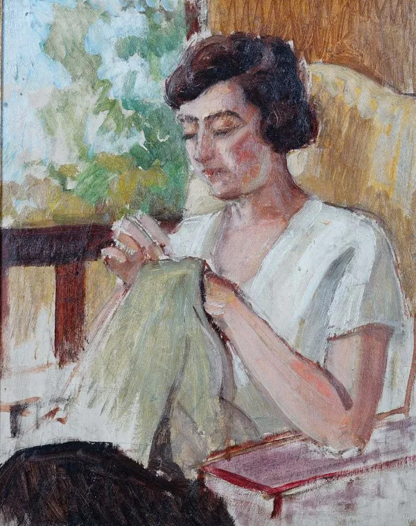 Attributed to Henri Leclerc (French, 1905-1970), A seated woman, inscribed and dated 'Henri Leclerc 1930' (verso), oil on board, 40 x 31cm. ARR