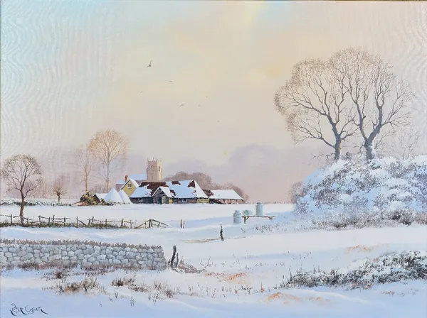 Peter Cosslett (British, b. 1927), Winter landscape, signed 'Peter Cosslett' (lower left), oil on canvas, 44.5 x 60cm. ARR