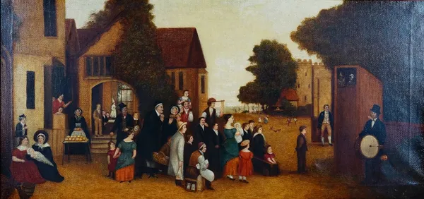 English Provincial School, 19th Century, The Punch & Judy Show, oil on canvas, 50.5 x 107.5cm. DO NOT SELL C/O WP