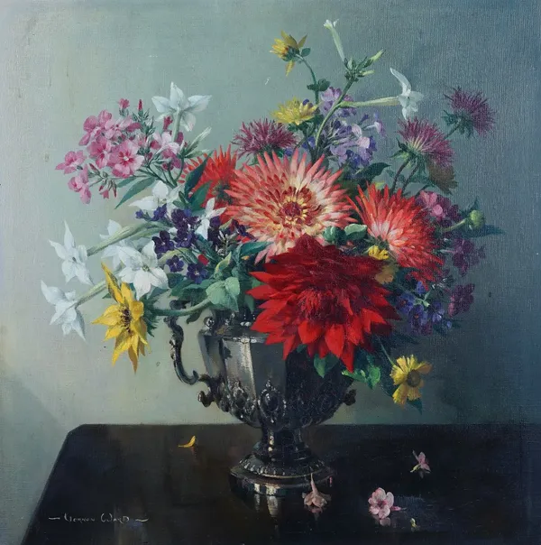 Vernon de Beauvoir Ward (British, 1905-1985), Still life of flowers in a vase, signed 'Vernon Ward' (lower left), oil on canvas, 60 x 60cm. ARR