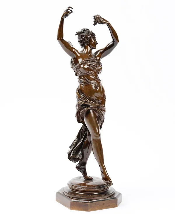 Eugene Delaplanche (1836-1891), Nymph, signed, bronze, 40cm high.