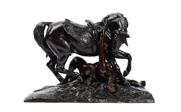 Jean-Francois Theodore Gechter (1796-1844), Amazone Blessee, signed, bronze, 38cm x 25cm.