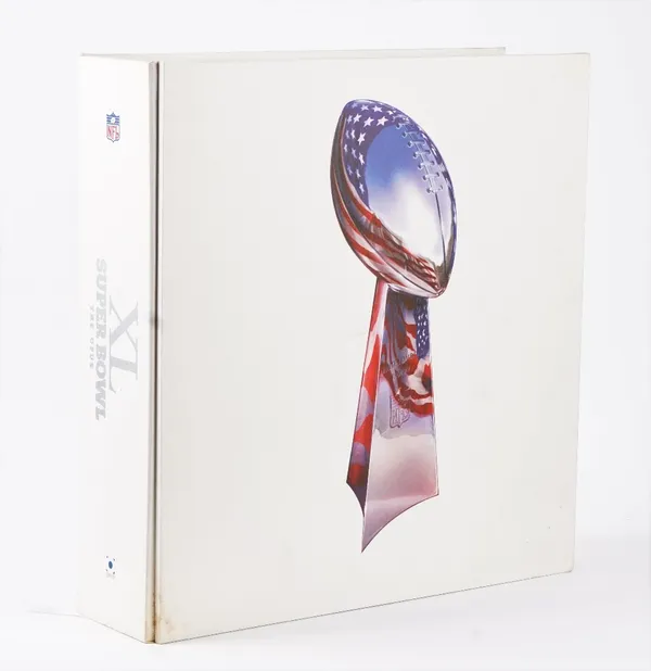 An Opus Super Bowl XL limited edition number 00456 book, with case, paperwork and white gloves.