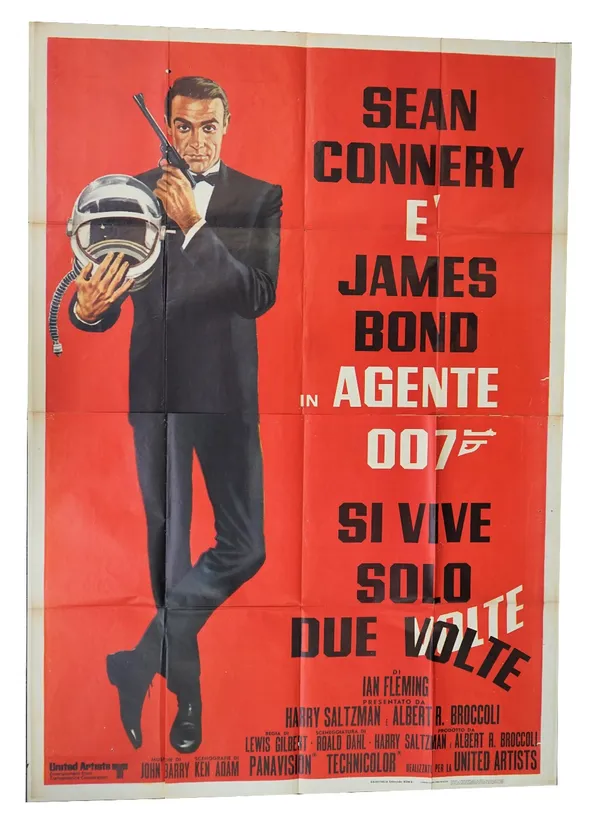 You Only Live Twice / Si Vive Solo Due Volte, James Bond film poster, two piece, folded overall 140cm x 200cm, stamped Grafitalia Roma.