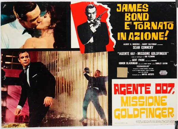 Missione Goldfinger / Goldfinger, James Bond film posters, a group of five, with differing artwork, previously folded, 67cm x 46cm, (a.f.), (5).