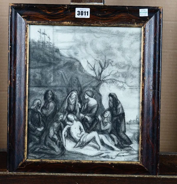 Continental School, 19th/20th Century, The Lamentation of Christ, charcoal, 29 x 24cm.