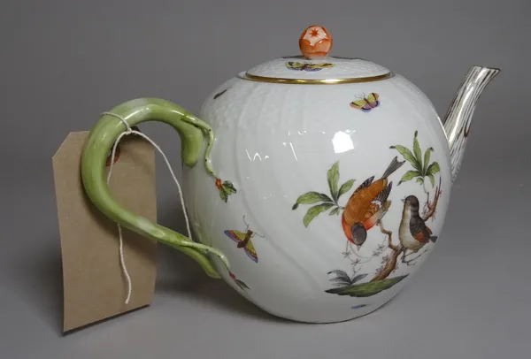 'Herend', A modern Rothchild Bird decorated teapot, 14cm high (A.F).