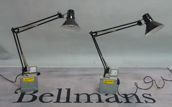 A pair of modern wall mounted 'Angle Poise' lamps, 78cm high (2).