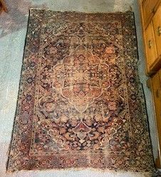 A Mahal blue ground rug, Persian, with central medallion, 200cm x 146cm.