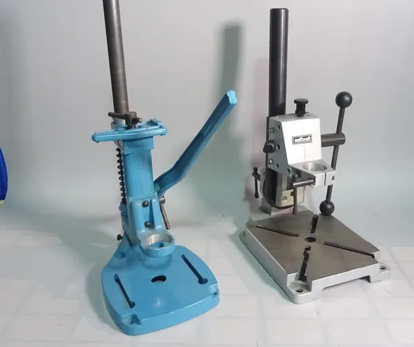 A Draper Cantilever tool box and two pillar drill stands.