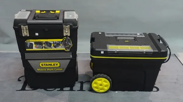 Two modern Stanley tool boxes.