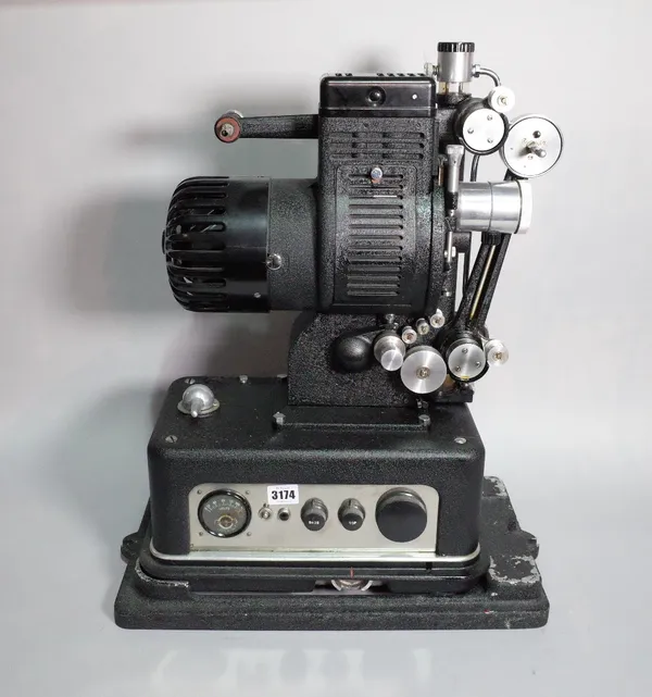 An early 20th century Cinetechnic D16 16mm sound film projector.