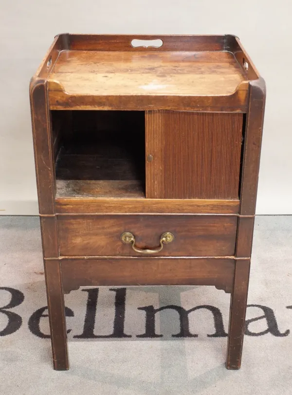 A George III mahogany tray top commode, 48cm wide x 76cm high.