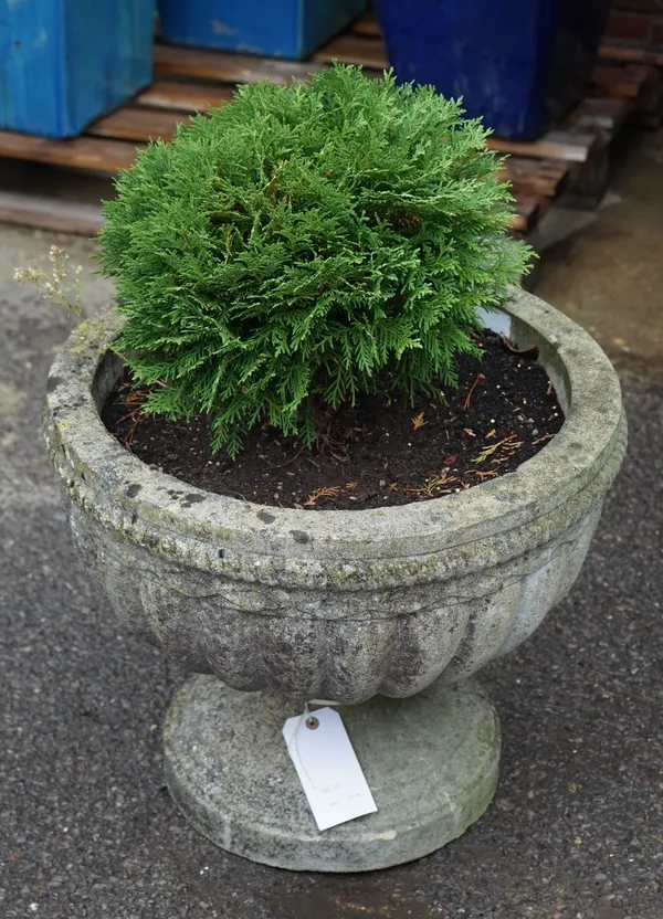 An early 20th century stone jardiniere, on socle base, 57cm wide 49cm high.