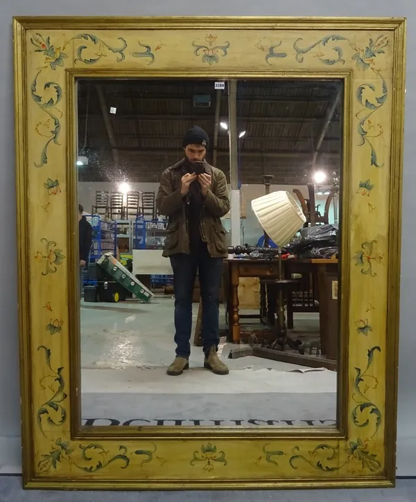 A modern painted hardwood rectangular mirror, 128cm wide x 160cm high