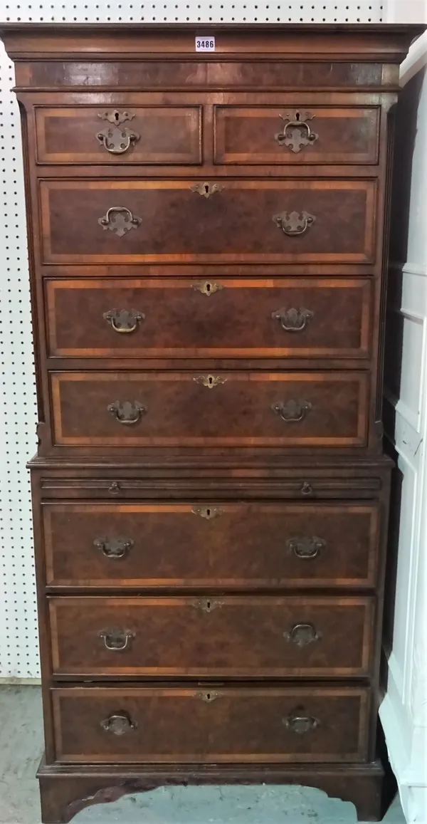 A George III style mahogany chest-on-chest with two short over six long drawers on bracket feet, 72cm wide x 155cm high.