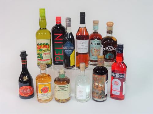 Box 1 - Mixed Spirits Tequila Corazon extra agedOpland Aquavit 2015Bas-Armagnac Tariquet 1995Gentiane Salers Liqueur Black Juniper Amaro CaRum Linden