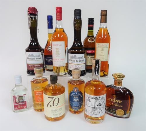 Box 3 - Mixed Spirits Chateau du Breuil Calvados Bardinet VSOP Kvint XO Grappa di Ruche Grappa Riserva Botti Da Rum Hors D'age Armagnac Grappa Riserva