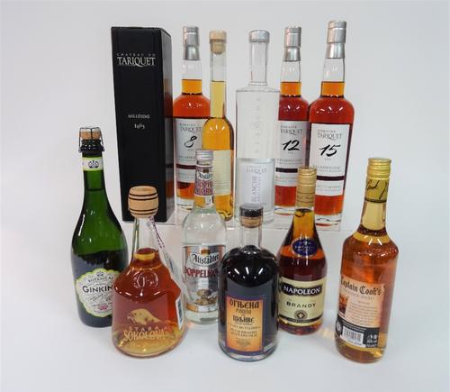 Box 4 - Mixed Spirits Stara Sokolova plum Brandy Doppelkorn grain spirit Ognjena plum Brandy Geest Van Dassemus Eau-de-Vie Napoleon grape Brandy Domai