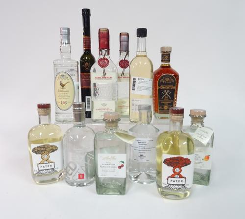 Box 20 - Mixed Spirits Pater Romanian fruit spirit Williams eau-de-vit Altes Schwarzwalder Kirschwasser Ouse Fukushima peach spirit Momentum Kirsch br
