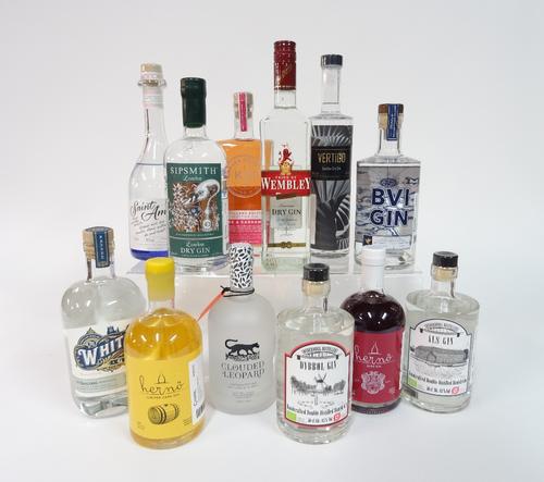 Box 23 - Gin Clouded leopard dry Gin Sipsmith dry Gin Vertigo Gin Als Gin Pride of Wembly Gin Saint Amans Gin Herno Gin Herno sloe Gin BVI Gin Whitby