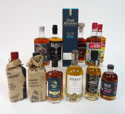 Box 81 - Rum and Whisky  Mezan XO Jamacian RumBelgian Owl single Malt Whisky Maison la Mauny spiced Rum Maison la Mauny honey Rum Lost Garden Cornish
