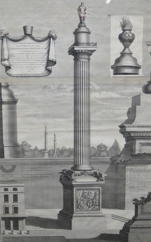 After Nicholas Hawksmoor, Columna Londinensis, engraving by H. Hulsbergh, 84cm x 52.5cm.
