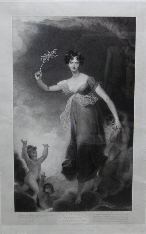 After Sir Thomas Lawrence, Lady Leicester represented as Hope, stipple engraving by Henry Meyer, 59.5cm x 37.5cm.; together with a mezzotint after Wri